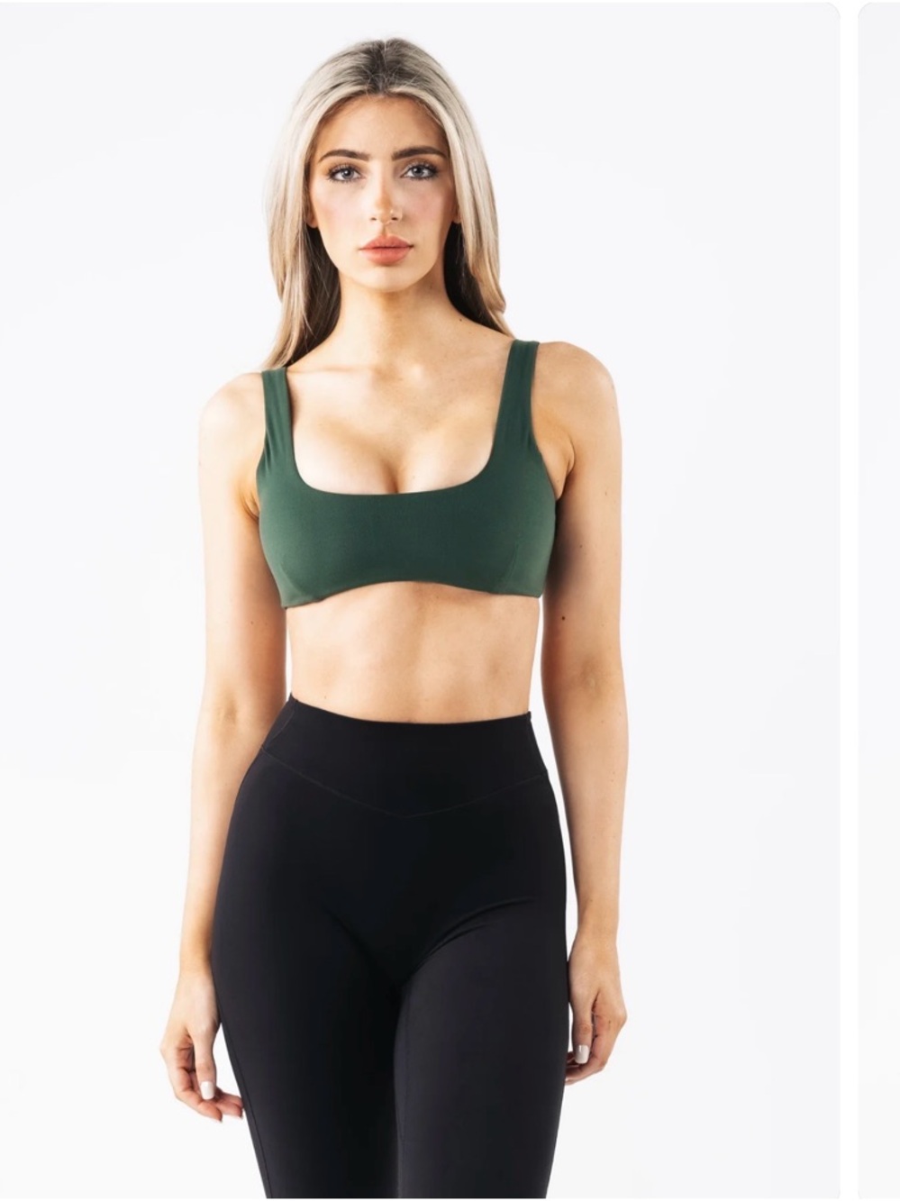 Alphalete Forest Green Scoop Neck Sports Bra